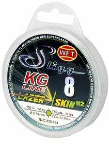Шнур плетёный WFT KG SLIGG LAZER SKIN G2 x8 Chartreuse150/014, фото 1