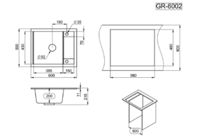 Мойка для кухни GRANULA 6002 (GR-6002 арктик) арктик, фото 4