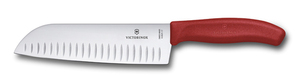 Нож Victorinox сантоку, лезвие 17 см рифленое, красный (подарочная упаковка), фото 1