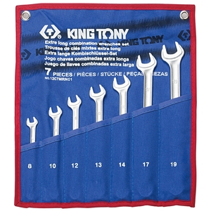Набор комбинированных удлиненных ключей, 8-19 мм, чехол из теторона, 7 предметов KING TONY 12C7MRN01, фото 1