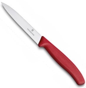 Нож Victorinox для очистки овощей, лезвие 10 см волнистое, красный, фото 1