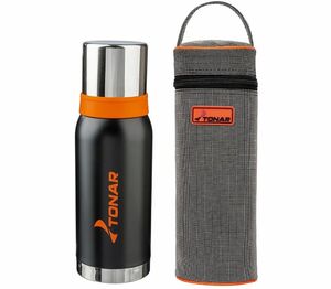 Термос TONAR (HS.TM-039C) 1000ML черный (2 крышки-кружки, чехол), фото 3