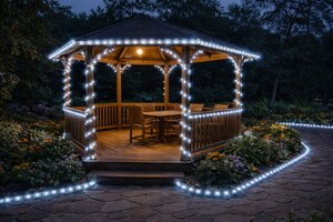 Инновационная водонепроницаемая LED-гирлянда ЛАМПОВА "Звёздный путь" холодный белый, 300 ламп, 32 метра (TYL-35-SB+220-CWL300-32), фото 13