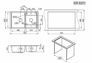 Мойка для кухни GRANULA 8201 (GR-8201 базальт) базальт, фото 4