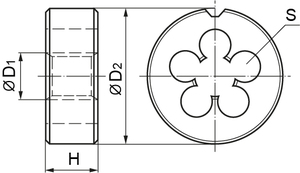 Thorvik MDG61 Плашка D-DRIVE круглая ручная с направляющей в наборе М6х1.0, HSS, Ф25х9 мм, фото 4