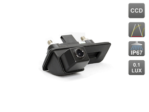 CCD штатная камера заднего вида с динамической разметкой AVEL Electronics AVS326CPR (#123) для SKODA FABIA/ OCTAVIA/ ROOMSTER/ SUPERB/ YETI, интегрированная с ручкой багажника, фото 1