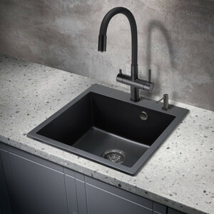 Смеситель для кухни MILACIO Ultra 560 (MCU.560.TBB) total black черный шланг, фото 2