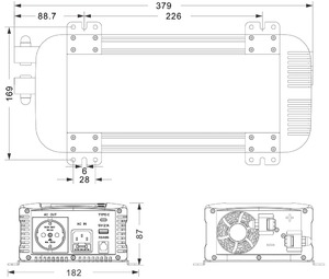 Преобразователь напряжения с зарядным устройством Kosun HK1000PC 1000w (с 12v на 220Вт), фото 3