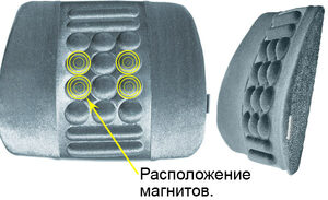 Подушка для поддержки спины с магнитами AUTOLUX 137-08 GR (4 магнита, серая), фото 1