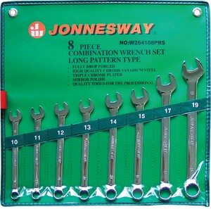JONNESWAY W264108PRS Набор ключей гаечных комбинированных удлиненных в сумке, 10-19 мм, 8 предметов, фото 2