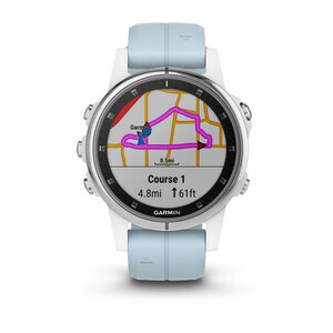 GPS-часы Garmin fenix 5S Plus белый с голубым ремешком, фото 5