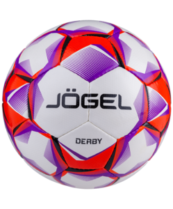 Мяч футбольный Jögel Derby №5, белый/фиолетовый/оранжевый, фото 1