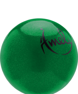 Мяч для художественной гимнастики Amely AGB-303 19 см, зеленый, с насыщенными блестками, фото 2