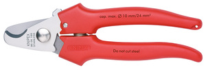 Кабелерез, Ø 10 мм (24 мм²), длина 165 мм, пружина, нерж. хирургическая сталь, 1-комп ручки KNIPEX KN-9505165, фото 1
