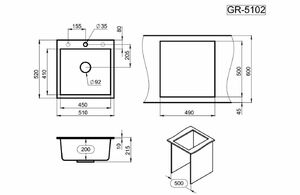 Мойка для кухни GRANULA 5102 (GR-5102 сланец) сланец, фото 4