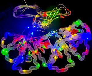 Светодиодная LED-гирлянда занавес ЛАМПОВА "Рождественская ель" (LJL-18-USB-RGB110-3-tree), фото 3