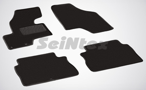 Ворсовые LUX коврики в салон Seintex для Hyundai Santa Fe II (педаль газа из пола) 2010-2012 (черные, 83152)