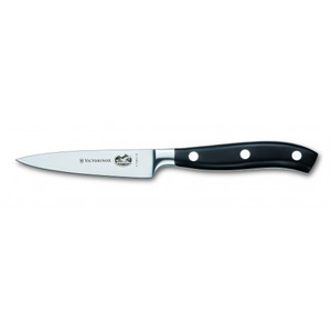 Кухонный кованый профессиональный нож Victorinox для мяса в подарочной упаковке, лезвие 10 см, черный, фото 2