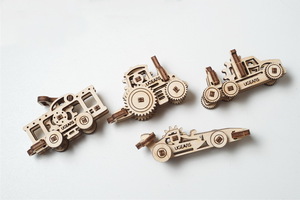 Механический деревянный конструктор Ugears Фиджет Транспорт (набор из 4 шт.), фото 3