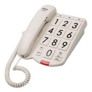 Телефон проводной RITMIX RT-520 ivory, без дисплея, с большими кнопками и крупн. цифрами, цвет слоно, фото 1