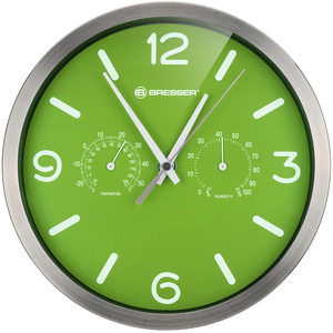 Часы настенные Bresser MyTime ND DCF Thermo/Hygro, 25 см, зеленые, фото 2