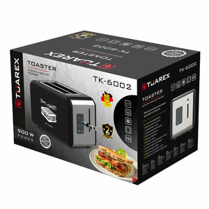 Тостер электрический TUAREX TK-6002, мощность 900 Вт, цвет черный/стальной, 6 регулировок поджаривания,LED дисплей, фото 7