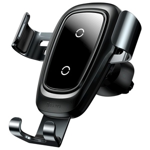 Автомобильный держатель для телефона в дефлектор с беспроводной быстрой зарядкой Baseus Metal Gravity - Черный (WXYL-B0A), фото 1