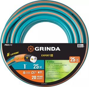 Поливочный шланг GRINDA PROLine Expert 5 1", 25 м, 25 атм, пятислойный, армированный 429007-1-25