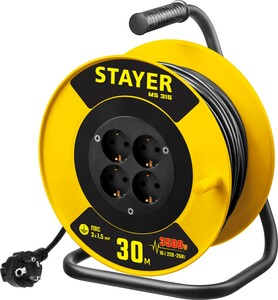 Удлинитель на катушке STAYER MS-315 30 м 3500Вт 4 гнезда ПВС 3х1.5 мм² 55078-30