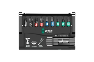 Набор бит ударных с битодержателем, алмаз, 10 пр., 1/4" C6.3 Bit-Check 10 Impaktor 1 WERA WE-057680, фото 1