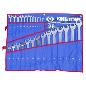 Набор комбинированных ключей, 6-32 мм чехол из теторона, 26 предметов KING TONY 1226MRN, фото 1