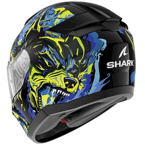 Мотошлем Shark Ridill 2 RAGING BEAST глянцевый Black/Blue/Green L, фото 3