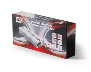 Преобразователь напряжения автомобильный AVS IN-1500W-24 (24В > 220В, 1500 Вт, USB)