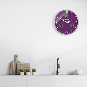Часы настенные Bresser MyTime io NX Thermo/Hygro, 30 см, фиолетовые, фото 6