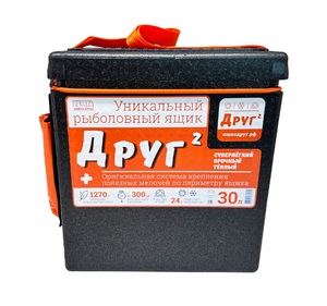 Рыболовный ящик Camping World "Друг-2" 30 л черный (в комплекте резинка, карман и самоспасатель), фото 5