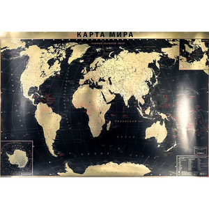 Карта мира политическая GOLD, интерьерная, настенная