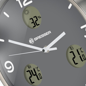 Часы настенные Bresser MyTime io NX Thermo/Hygro, 30 см, серые, фото 6