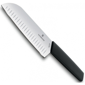 Нож Victorinox сантоку, лезвие 17 см рифленое, черный, фото 1