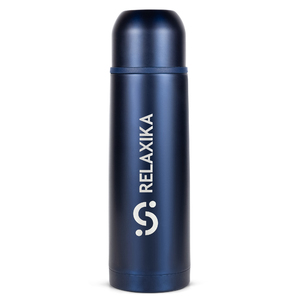 Термос Relaxika 101 (0,75 литра), темно-синий (стикерпак "7 вершин")