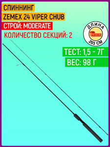 Спиннинг ZEMEX 24 VIPER CHUB SERIES 682UL 1.5-7 g, фото 1