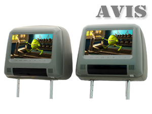 Комплект подголовников с DVD и мониторами 7 дюймов Avel AVS0733T + AVS0734BM (Серый), фото 1