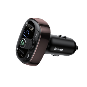 Автомобильное зарядное устройство Baseus T typed Bluetooth MP3 charger with car holder dark coffee, фото 4