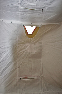 Палатка для зимней рыбалки Митек "Омуль Куб 1" Люкс хаки/беж + пол с лунками, фото 8