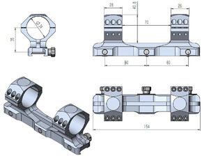 Кронштейн-моноблок Vector Optics, D34мм, 20MOA, средние, H35мм, Weaver, 6 винтов (SCTM-61), фото 6