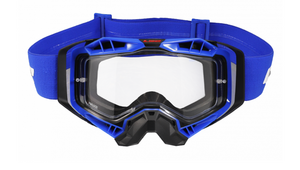 Очки кросс LS2 AURA Goggle с прозрачной линзой (черно-синие с прозрачной линзой, Black blue with clear visor)