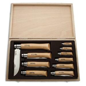 Набор Opinel в деревянной коробке с крышкой из 10 ножей разных размеров из нержав стали