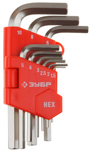 Набор коротких имбусовых ключей ЗУБР 9 шт. 27460-1, фото 1