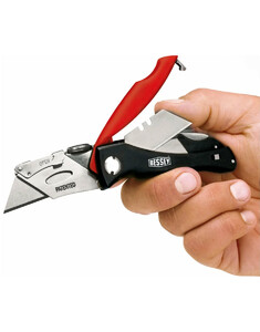 Нож складной строительный ERDI, быстрая замена лезвий, отсек для запасных лезвий, пластиковая ручка, ER-DBKPH-EU, фото 3