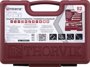 Thorvik UTS0082/12 Набор инструмента универсальный 1/4", 1/2"DR с головками торцевыми 12-гранными, 82 предмета, фото 2