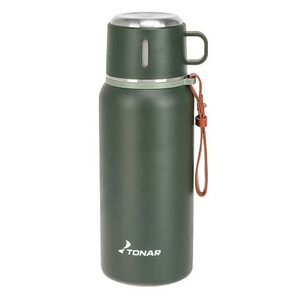 Термос TONAR хаки  700ML  (пробка-ситечко, крышка-кружка, ремешок)  (T-KD-7030-0.7), фото 1